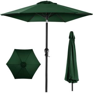 imageBest Choice Products 10ft Market Umbrella Outdoor Sun Shade for Backyard Deck Poolside Table wWoodgrain Pattern Easy Tilt ampamp Crank  Fog GrayGreen