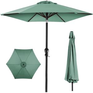 imageBest Choice Products 10ft Market Umbrella Outdoor Sun Shade for Backyard Deck Poolside Table wWoodgrain Pattern Easy Tilt ampamp Crank  Fog GraySeaglass