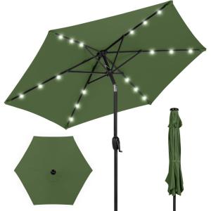 imageBest Choice Products 10ft Solar Polyester LED Lighted Patio Umbrella wTilt Adjustment and UVResistant Fabric  Striped BlackFern