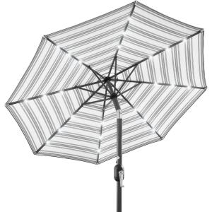 imageBest Choice Products 10ft Solar Polyester LED Lighted Patio Umbrella wTilt Adjustment and UVResistant Fabric  Striped BlackStriped Gray
