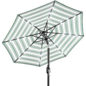 imageBest Choice Products 10ft Solar Polyester LED Lighted Patio Umbrella wTilt Adjustment and UVResistant Fabric  Striped BlackStriped Green