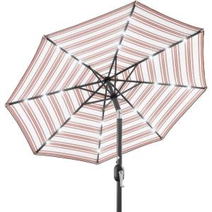 imageBest Choice Products 10ft Solar Polyester LED Lighted Patio Umbrella wTilt Adjustment and UVResistant Fabric  Striped BlackStriped Rust