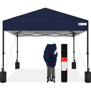 imageBest Choice Products 10x10ft Easy Pop Up Canopy wSide Wall 10 Pockets Portable Carrying Case 1Button Setup 4 Weight Bags  American FlagBlue