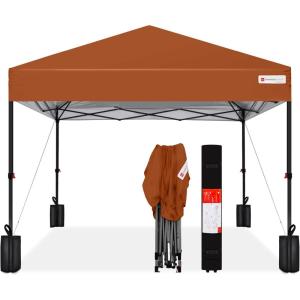 imageBest Choice Products 10x10ft Easy Pop Up Canopy wSide Wall 10 Pockets Portable Carrying Case 1Button Setup 4 Weight Bags  American FlagRust