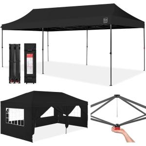 imageBest Choice Products 10x20 Party Tent Heavy Duty Waterproof Large Outdoor Event Easy Pop Up Canopy Shelter wSidewalls 1Button Setup Wheeled Case Weight Bags  WhiteBlack