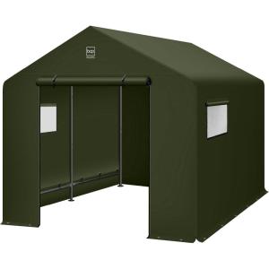 imageBest Choice Products 10x8ft Outdoor Storage Shed Carport Canopy Shelter Dual Doors ampamp Windows Metal Frame WeatherResistant Perfect for Storing Motorcycle Bike Garden Tools  GrayForest Green