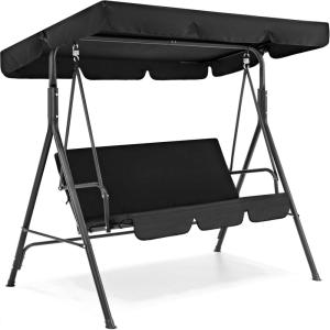 imageBest Choice Products 2Person Outdoor Patio Swing Chair Hanging Glider Porch Bench for Garden Poolside Backyard wConvertible Canopy Adjustable Shade Removable Cushions  BurgundyBlack
