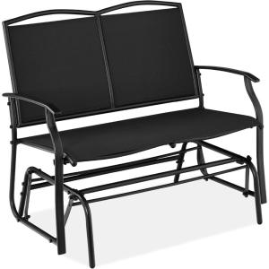 imageBest Choice Products 2Person Outdoor Patio Swing Glider Steel Bench Loveseat Rocker for Deck Porch wTextilene Fabric Steel Frame  Dark GrayBlack