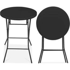 imageBest Choice Products 32in Bar Height Folding Table Round Indoor Outdoor Accessory for Patio Backyard Dining Room Events wThick Table Top Metal Frame Locking Legs 330lb Weight Capacity  WhiteBlack