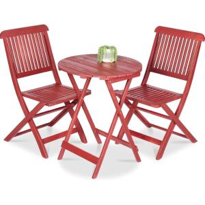 imageBest Choice Products 3Piece Acacia Wood Bistro Set Folding Patio Furniture for Backyard Balcony Deck w 2 Chairs Round Coffee Table Teak Finish  RubyRuby