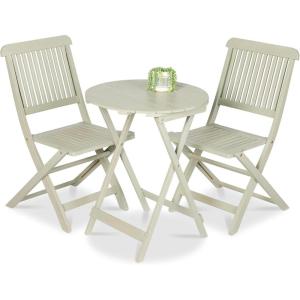 imageBest Choice Products 3Piece Acacia Wood Bistro Set Folding Patio Furniture for Backyard Balcony Deck w 2 Chairs Round Coffee Table Teak Finish  RubySage Green