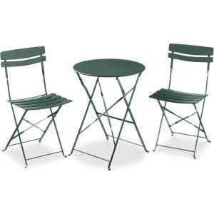 imageBest Choice Products 3Piece Bistro Set Space Saving Folding Design Solid Steel Outdoor Patio Furniture Set w 2 Chairs Bistro Table  SageDark Green