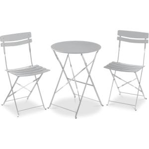 imageBest Choice Products 3Piece Bistro Set Space Saving Folding Design Solid Steel Outdoor Patio Furniture Set w 2 Chairs Bistro Table  SageGrey