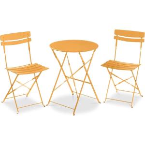 imageBest Choice Products 3Piece Bistro Set Space Saving Folding Design Solid Steel Outdoor Patio Furniture Set w 2 Chairs Bistro Table  SageMarigold