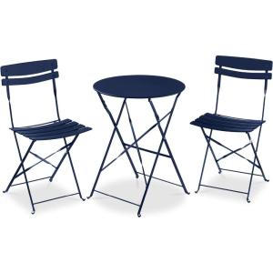 imageBest Choice Products 3Piece Bistro Set Space Saving Folding Design Solid Steel Outdoor Patio Furniture Set w 2 Chairs Bistro Table  SageNavy