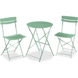 imageBest Choice Products 3Piece Bistro Set Space Saving Folding Design Solid Steel Outdoor Patio Furniture Set w 2 Chairs Bistro Table  SageSage