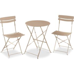 imageBest Choice Products 3Piece Bistro Set Space Saving Folding Design Solid Steel Outdoor Patio Furniture Set w 2 Chairs Bistro Table  SageSand
