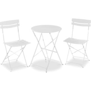 imageBest Choice Products 3Piece Bistro Set Space Saving Folding Design Solid Steel Outdoor Patio Furniture Set w 2 Chairs Bistro Table  SageWhite