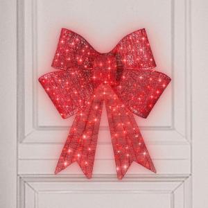 imageBest Choice Products 48in PreLit XL Christmas Bow Decoration Large Outdoor LED Holiday Yard Dcor w 200 Lights 8 Light Functions Timer HookRed
