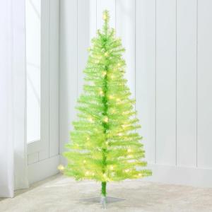 imageBest Choice Products 4ft Prelit Christmas Tree Artificial Mini Tree Perfect for Kids Apartments Bedroom with Twinkling LED Lights  LavenderLime Green