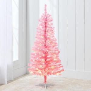 imageBest Choice Products 4ft Prelit Christmas Tree Artificial Mini Tree Perfect for Kids Apartments Bedroom with Twinkling LED Lights  LavenderPink