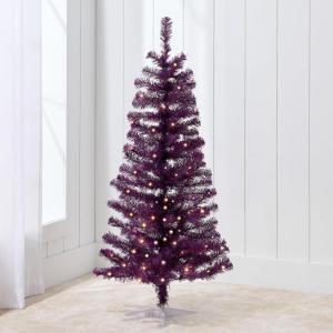 imageBest Choice Products 4ft Prelit Christmas Tree Artificial Mini Tree Perfect for Kids Apartments Bedroom with Twinkling LED Lights  LavenderPurple