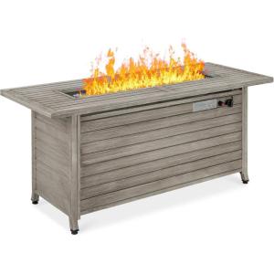 imageBest Choice Products 57in Propane Gas Fire Pit Table 50000 BTU Outdoor Rectangular Firepit for Outside Patio wExtruded Aluminum Table Top Burner Lid Storage Cover Glass Beads  GrayGray