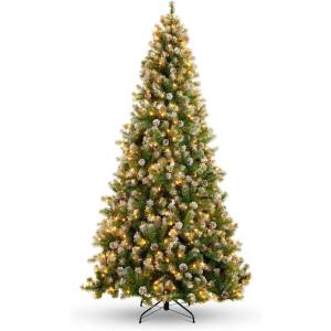 imageBest Choice Products 6ft PreLit PreDecorated Pine Hinged Artificial Christmas Tree w 1000 Flocked Frosted Tips 59 Pine Cones 250 Lights Metal Base6ft