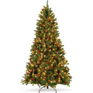 imageBest Choice Products 6ft PreLit PreDecorated Spruce Hinged Artificial Christmas Tree w 798 Tips Pinecones Berries 250 Lights Metal Base75ft