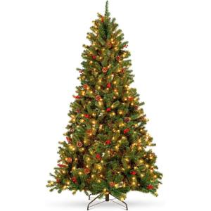 imageBest Choice Products 6ft PreLit PreDecorated Spruce Hinged Artificial Christmas Tree w 798 Tips Pinecones Berries 250 Lights Metal Base9ft
