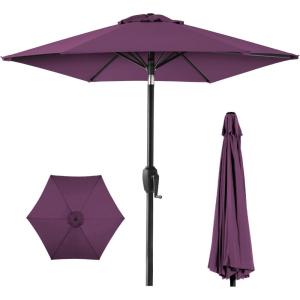 imageBest Choice Products 75ft HeavyDuty Round Outdoor Market Table Patio Umbrella wSteel Pole Push Button Tilt Easy Crank Lift  Sky BlueAmethyst Purple
