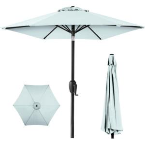 imageBest Choice Products 75ft HeavyDuty Round Outdoor Market Table Patio Umbrella wSteel Pole Push Button Tilt Easy Crank Lift  Sky BlueBaby Blue