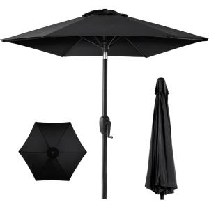 imageBest Choice Products 75ft HeavyDuty Round Outdoor Market Table Patio Umbrella wSteel Pole Push Button Tilt Easy Crank Lift  Sky BlueBlack