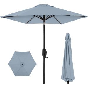imageBest Choice Products 75ft HeavyDuty Round Outdoor Market Table Patio Umbrella wSteel Pole Push Button Tilt Easy Crank Lift  Sky BlueBreeze Blue