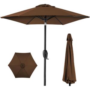 imageBest Choice Products 75ft HeavyDuty Round Outdoor Market Table Patio Umbrella wSteel Pole Push Button Tilt Easy Crank Lift  Sky BlueBrown