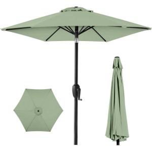 imageBest Choice Products 75ft HeavyDuty Round Outdoor Market Table Patio Umbrella wSteel Pole Push Button Tilt Easy Crank Lift  Sky BlueSage Green