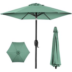 imageBest Choice Products 75ft HeavyDuty Round Outdoor Market Table Patio Umbrella wSteel Pole Push Button Tilt Easy Crank Lift  Sky BlueSeaglass