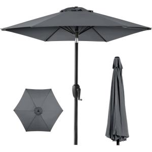 imageBest Choice Products 75ft HeavyDuty Round Outdoor Market Table Patio Umbrella wSteel Pole Push Button Tilt Easy Crank Lift  Sky BlueSlate