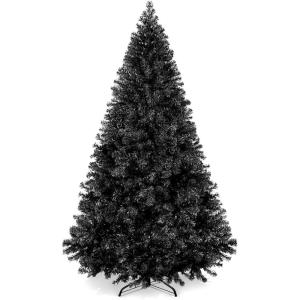 imageBest Choice Products Artificial Christmas Tree White 6ft Premium Pine Unlit Holiday Decoration Full Size Dcor Easy Assembly wMetal StandBlack