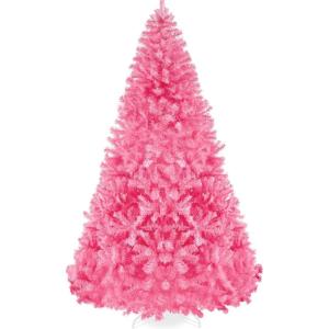 imageBest Choice Products Artificial Christmas Tree White 6ft Premium Pine Unlit Holiday Decoration Full Size Dcor Easy Assembly wMetal StandPink