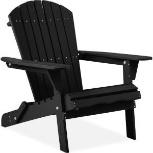 imageBest Choice Products Folding Adirondack Chair Outdoor Wooden Accent Furniture Fire Pit Lounge Chairs for Yard Garden Patio w 350lb Weight Capacity  NaturalOnyx Black