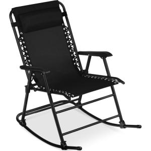 imageBest Choice Products Outdoor Folding Rocking Chair Zero Gravity Lounge Chair Patio Rocker wHeadrest Pillow  Cobalt BlueBlack