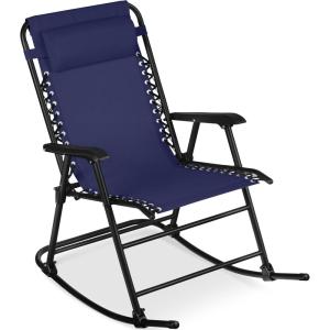 imageBest Choice Products Outdoor Folding Rocking Chair Zero Gravity Lounge Chair Patio Rocker wHeadrest Pillow  Cobalt BlueBlue