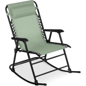 imageBest Choice Products Outdoor Folding Rocking Chair Zero Gravity Lounge Chair Patio Rocker wHeadrest Pillow  Cobalt BlueSage Green