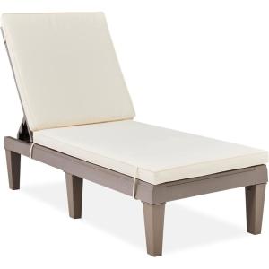 imageBest Choice Products Outdoor Lounge Chair Resin Patio Chaise Lounger for Poolside Backyard Porch wSeat Cushion Adjustable Backrest 5 Positions 330lb Capacity  GrayNavyBrownIvory
