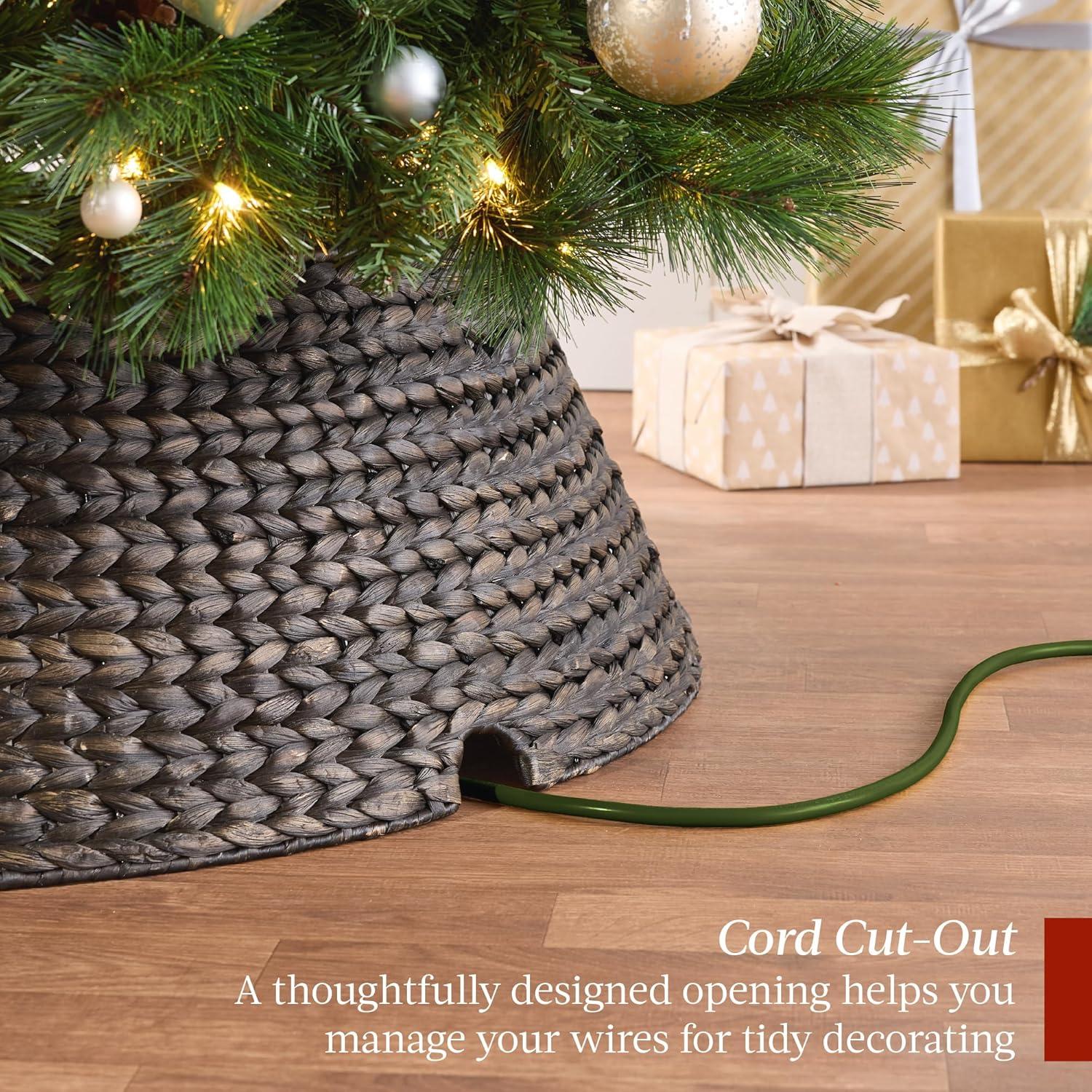 imageBest Choice Products 36in Christmas Tree Collar Woven Hyacinth 3Piece Holiday Rattan Tree Skirt Accessory for Home wCord CutOut  NaturalEspresso