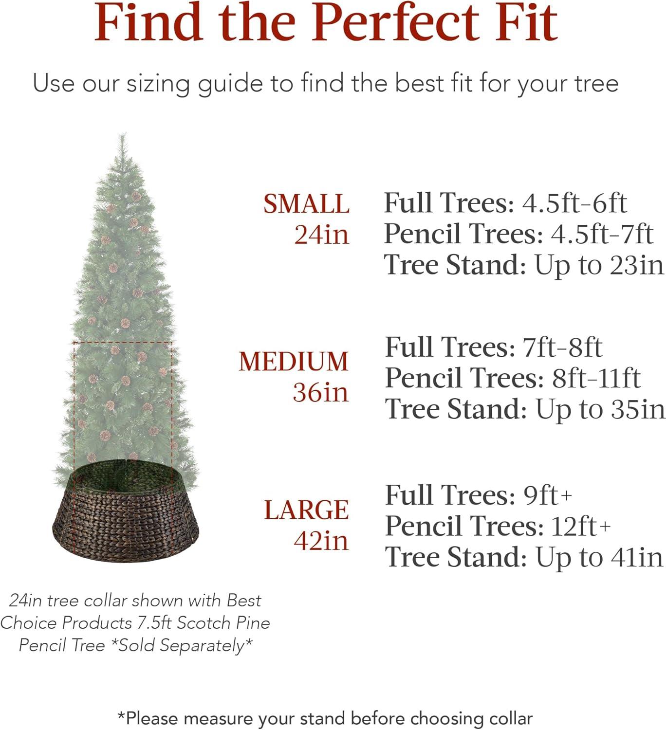 imageBest Choice Products 36in Christmas Tree Collar Woven Hyacinth 3Piece Holiday Rattan Tree Skirt Accessory for Home wCord CutOut  NaturalWashed White