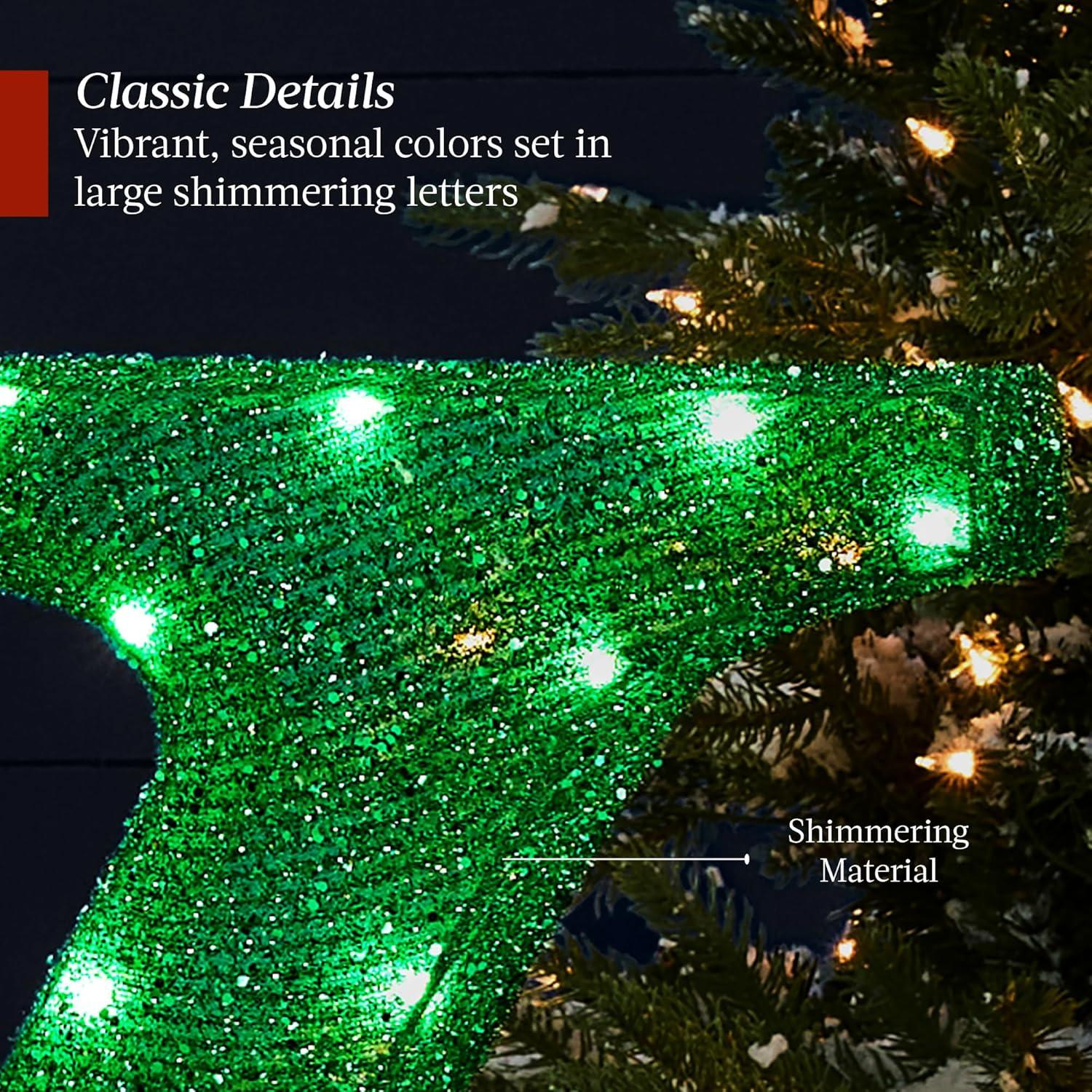 imageBest Choice Products 3Piece Christmas Joy Yard Decoration 32in 3D Lighted Outdoor Holiday Dcor w 150 LED Lights Ground Stakes  RedGoldGreen