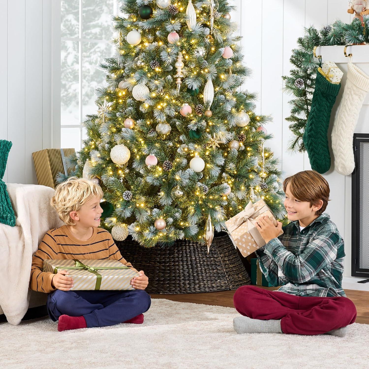 imageBest Choice Products Full Scotch Pine Christmas Tree 6ft PreLit Holiday Decor w 1200 Twinkling Micro LED Lights 2in1 White ampamp MulticolorFrosted