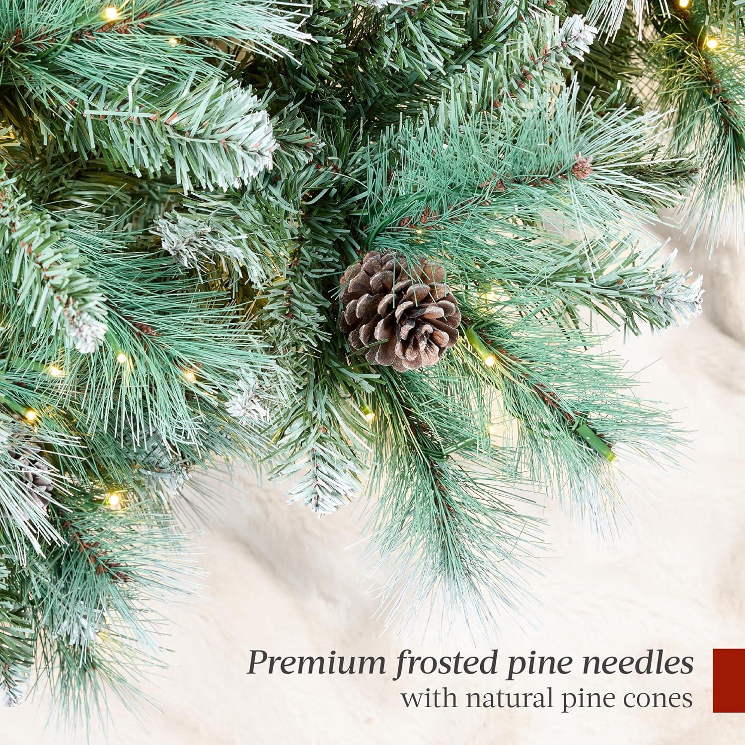 imageBest Choice Products Full Scotch Pine Christmas Tree 6ft PreLit Holiday Decor w 1200 Twinkling Micro LED Lights 2in1 White ampamp MulticolorFrosted
